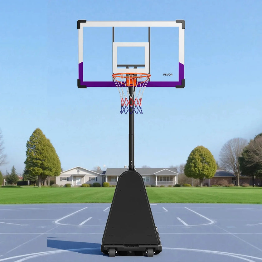 VEVOR Portable Basketball Stand, 10 ft Height Adjustment Basketball Hoop & Goal, Basketballs Hoop Outdoor with 48 inch PC Backboard for Kids, Adults in Schools, Parks, Indoor & Outdoor Use