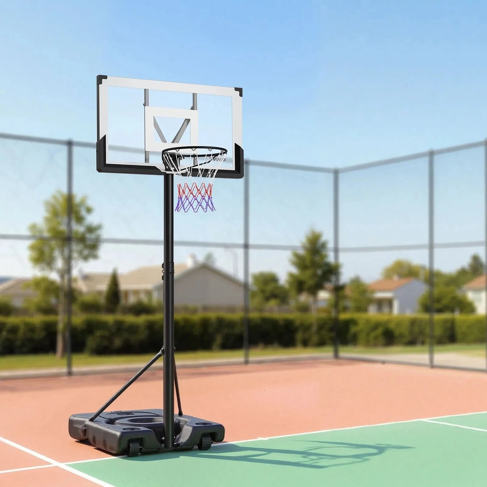VEVOR Portable Basketball Stand, 10 ft Height Adjustment Basketball Hoop & Goal, Portable Basketballs Hoop with 48 inch PC Backboard & Wheels for Kids, Teens, Adults in Driveways, Pools, Schools