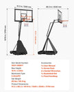 VEVOR Portable Basketball Stand, 10 ft Height Adjustment Basketball Hoop & Goal, Basketballs Hoop Outdoor with 50 inch PC Backboard for Kids, Adults in Schools, Parks, Indoor & Outdoor Use