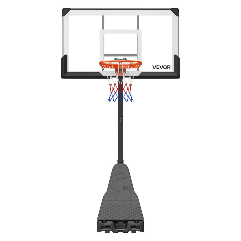 VEVOR Portable Basketball Stand, 7.55 to 10 ft Height Adjustment Basketball Hoop & Goal, Basketballs Hoop Outdoor with 54 inch PC Backboard for Kids, Adults in Schools, Parks, Forward-Tilting Design