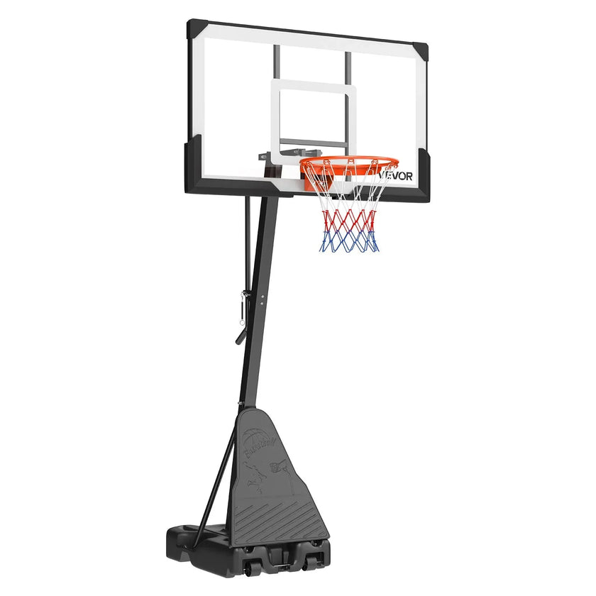 VEVOR Portable Basketball Stand, 7.55 to 10 ft Height Adjustment Basketball Hoop & Goal, Basketballs Hoop Outdoor with 54 inch PC Backboard for Kids, Adults in Schools, Parks, Forward-Tilting Design