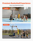 VEVOR Portable Basketball Stand, 10 ft Height Adjustment Basketball Hoop & Goal, Portable Basketballs Hoop with 54 inch PC Backboard & Wheels for Kids, Teens, Adults in Driveways, Pools, Schools