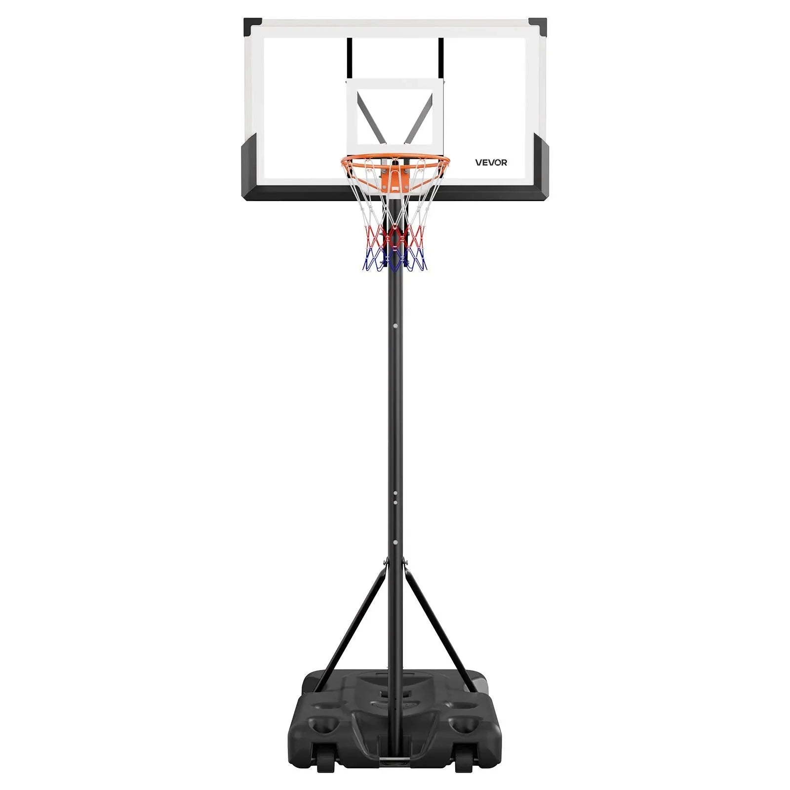 VEVOR Portable Basketball Stand, 10 ft Height Adjustment Basketball Hoop & Goal, Portable Basketballs Hoop with 54 inch PC Backboard & Wheels for Kids, Teens, Adults in Driveways, Pools, Schools