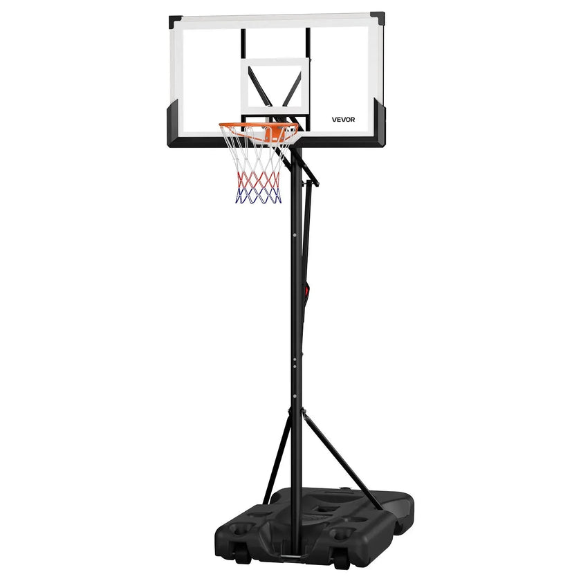 VEVOR Portable Basketball Stand, 10 ft Height Adjustment Basketball Hoop & Goal, Portable Basketballs Hoop with 54 inch PC Backboard & Wheels for Kids, Teens, Adults in Driveways, Pools, Schools