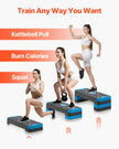 VEVOR Aerobic Exercise Step Platform Adjustable Workout Stepper 4 Riser Blue