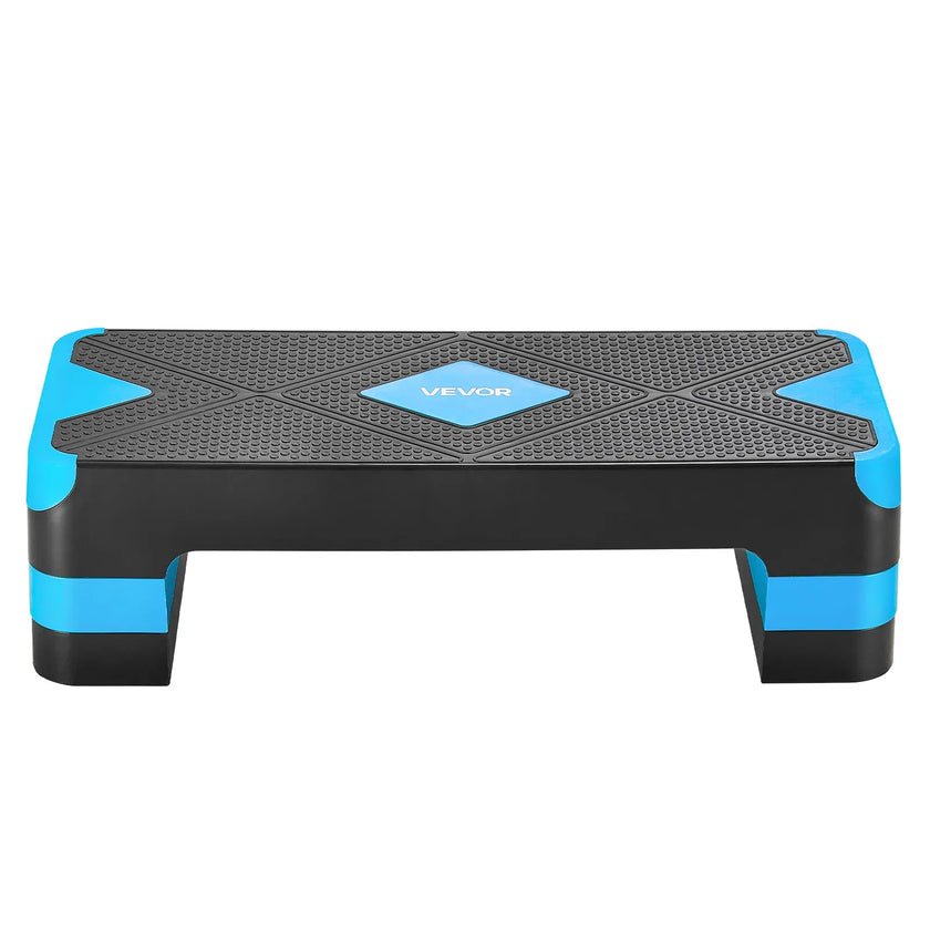 VEVOR Aerobic Exercise Step Platform Adjustable Workout Stepper 4 Riser Blue