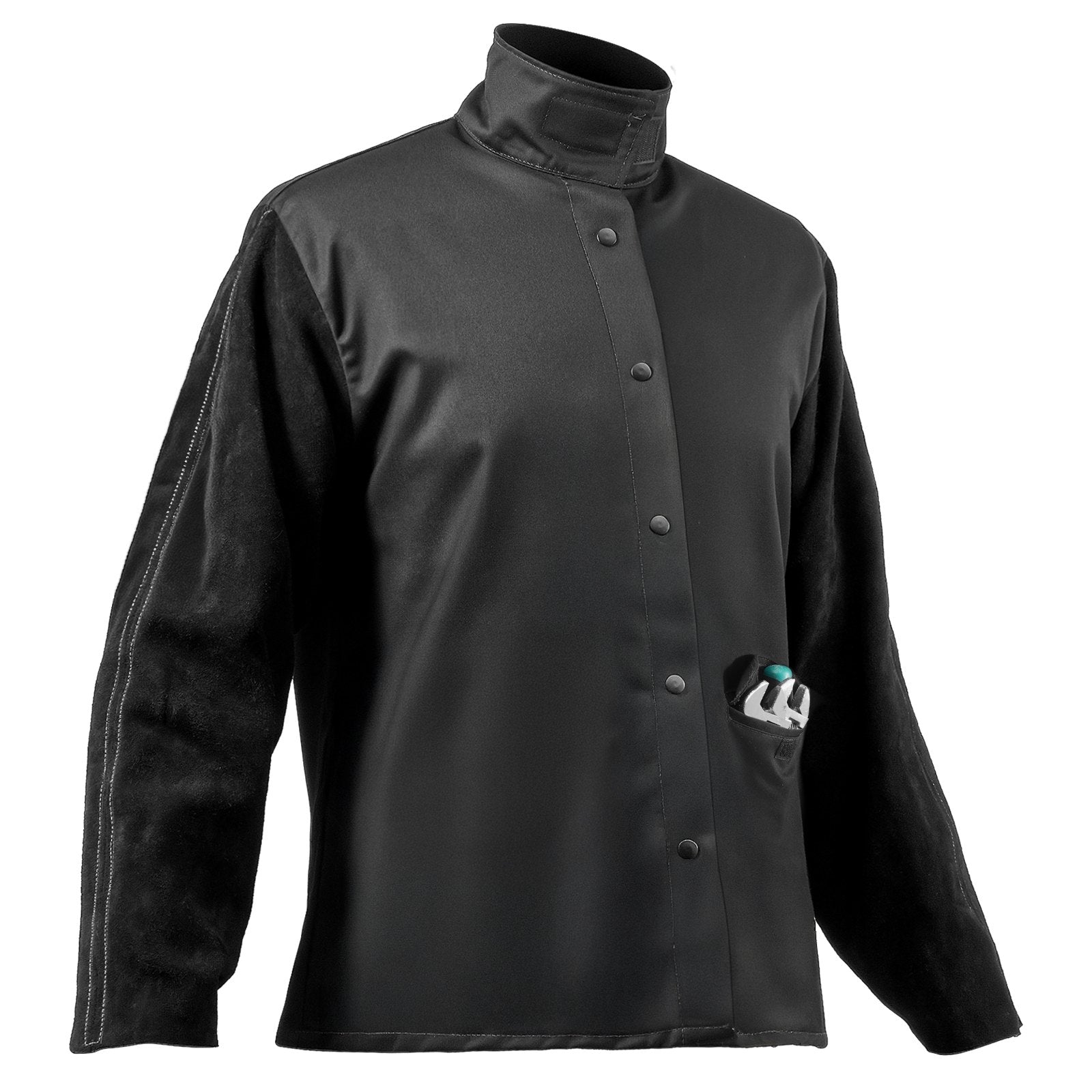 VEVOR FR Welding Jacket M Size Heavy Duty Cowhide Leather & 9oz FR Cotton