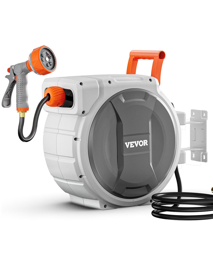 VEVOR Retractable Garden Hose Reel 5/8 in x 100 ft Wall Mounted Garden Hose Reel