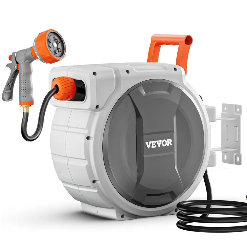 VEVOR Retractable Garden Hose Reel 1/2 in x 145 ft Wall Mounted Garden Hose Reel