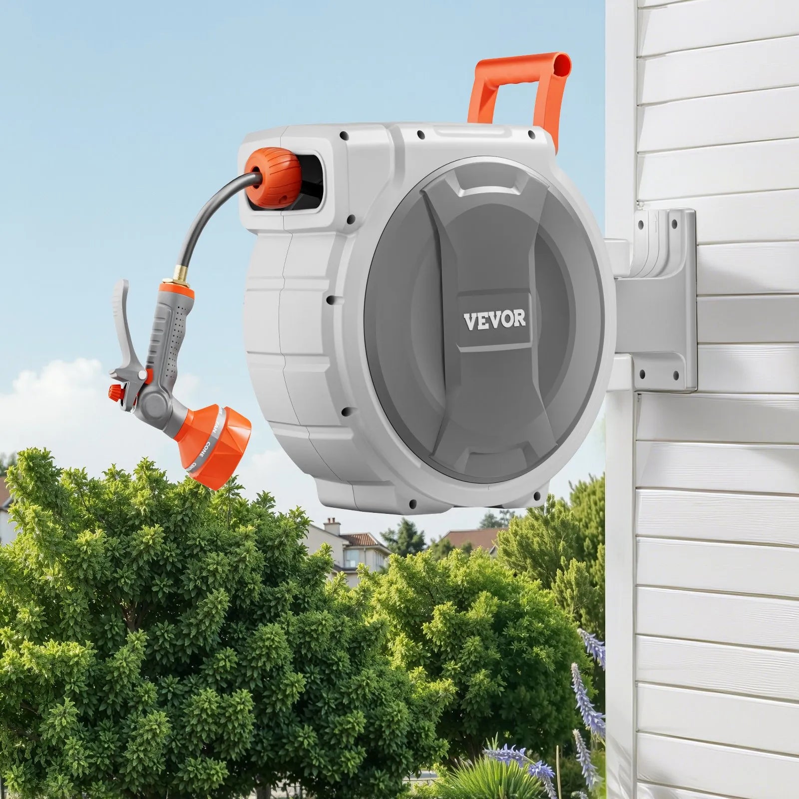 VEVOR Retractable Garden Hose Reel 1/2 in x 65 ft Wall Mounted Garden Hose Reel