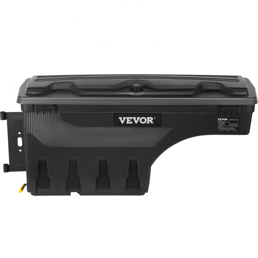 VEVOR Truck Bed Storage Box, Lockable Lid, Waterproof ABS Wheel Well Tool Box 6.6 Gal/20 L with Password Padlock, Compatible with Tundra 2007-2021, Driver Side, Black