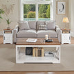3-Piece Farmhouse Coffee Table Set with 2 End Tables & Built-In Charging Station