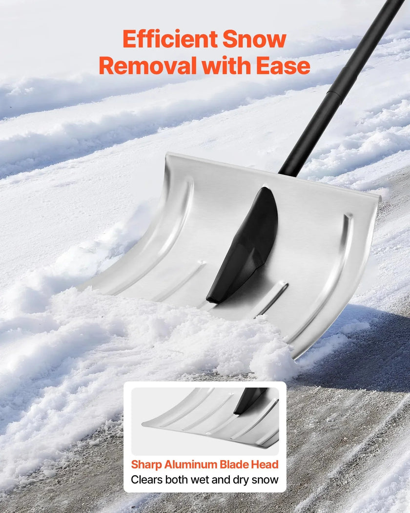 VEVOR Snow Shovel for Driveway, 16 in Wide Aluminum Alloy Snow Shovel, Non Slip Grip, Large Capacity Snowplow Shovels, Detachable & Lightweight Snows Removal Tool for Garden Car Camping Outdoors
