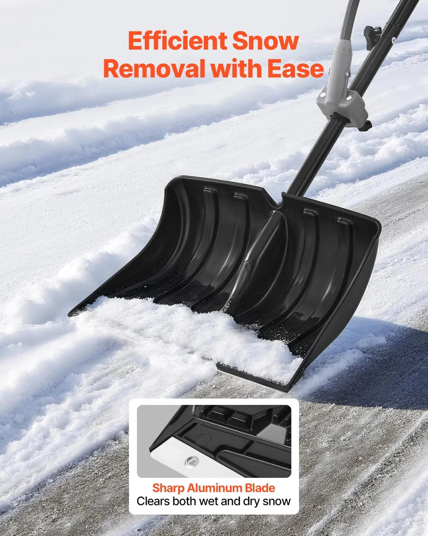 VEVOR Snow Shovel for Driveway, 18 in Wide Plastic Snow Shovel with Assist D-shaped Handles, Non Slip Grip, Large Capacity Snowplow Shovels, Lightweight Snows Removal Tool for Garden Car Camping