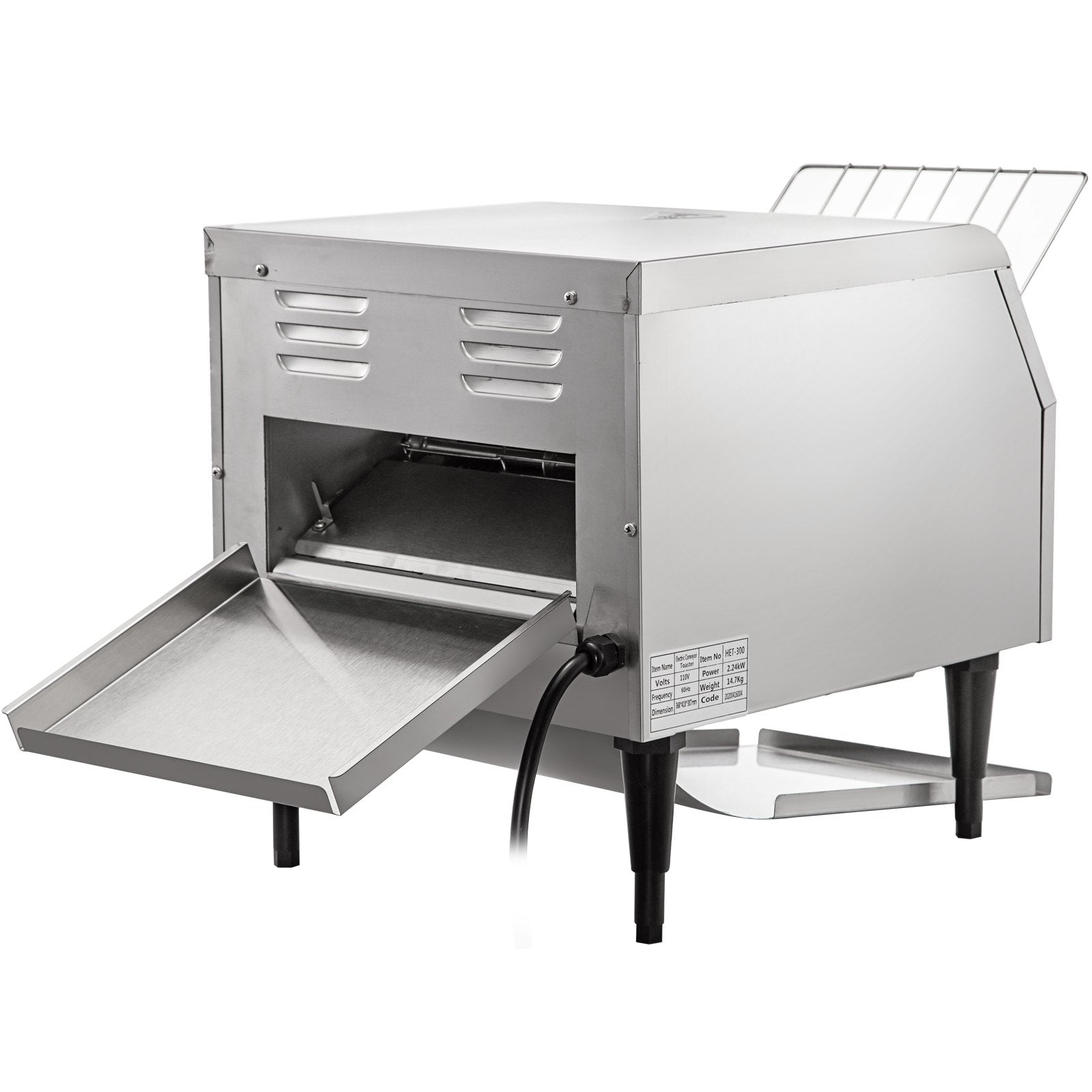 VEVOR Commercial Conveyor Toaster 2200W, Electric Heavy Duty Stainless Steel 300PCS/Hour, Commercial Bread Toaster Sliver 110V for Restaurant Breakfast