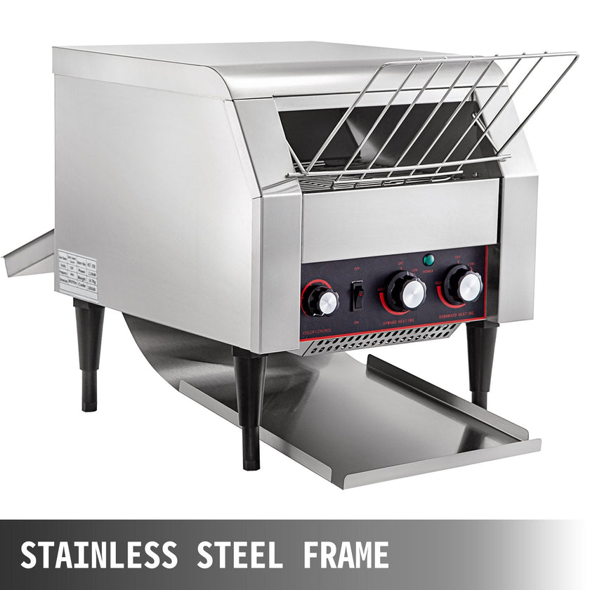 VEVOR Commercial Conveyor Toaster 2200W, Electric Heavy Duty Stainless Steel 300PCS/Hour, Commercial Bread Toaster Sliver 110V for Restaurant Breakfast