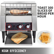 VEVOR Commercial Conveyor Toaster 2200W, Electric Heavy Duty Stainless Steel 300PCS/Hour, Commercial Bread Toaster Sliver 110V for Restaurant Breakfast
