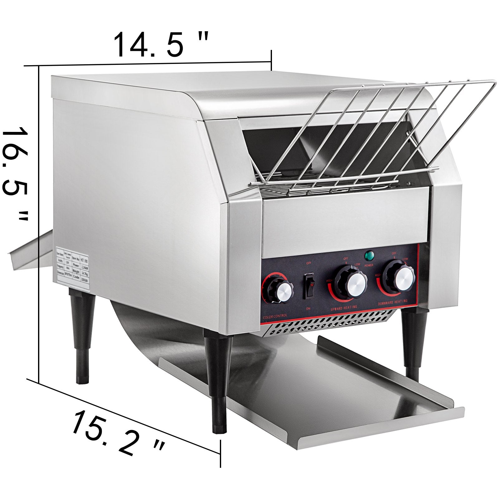 VEVOR Commercial Conveyor Toaster 2200W, Electric Heavy Duty Stainless Steel 300PCS/Hour, Commercial Bread Toaster Sliver 110V for Restaurant Breakfast