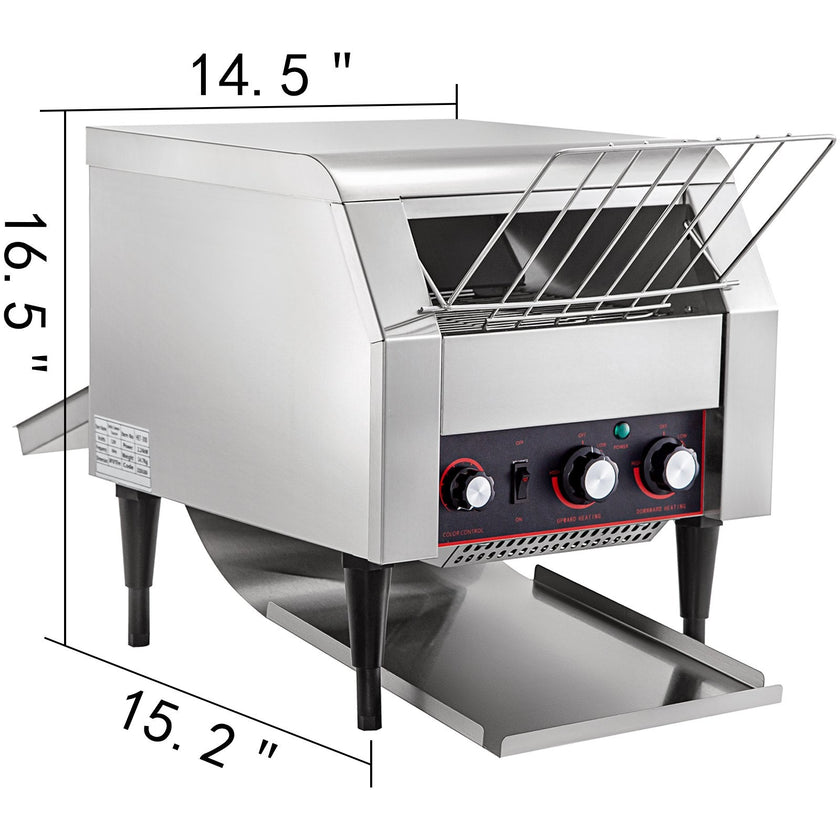 VEVOR Commercial Conveyor Toaster 2200W, Electric Heavy Duty Stainless Steel 300PCS/Hour, Commercial Bread Toaster Sliver 110V for Restaurant Breakfast
