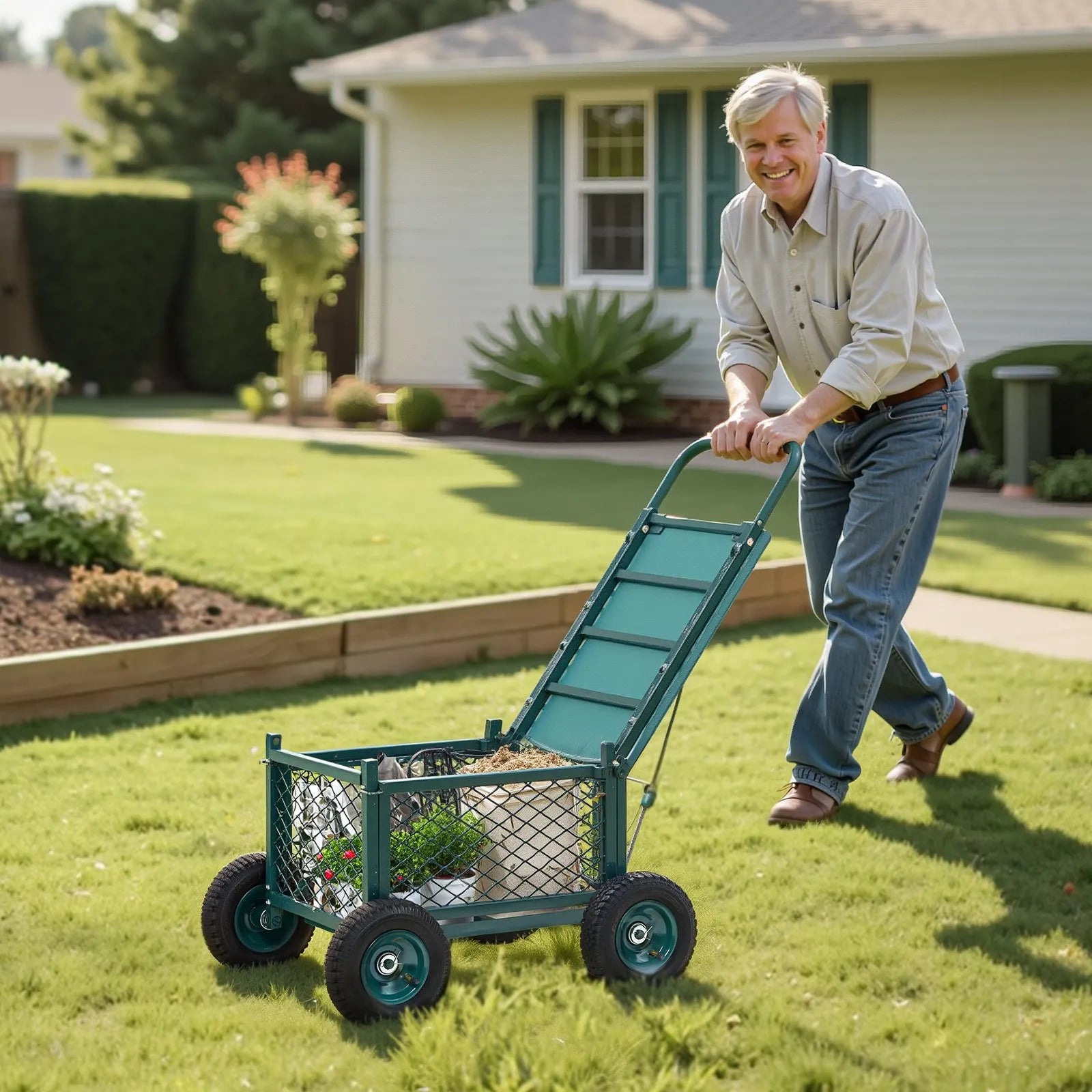 VEVOR Rolling Garden Seat with Wheels 400LB Heavy Duty Garden Cart with Storage