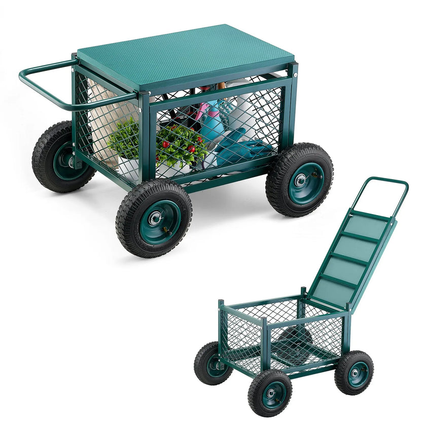 VEVOR Rolling Garden Seat with Wheels 400LB Heavy Duty Garden Cart with Storage