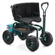 VEVOR Rolling Garden Cart with Swivel Seat Wheels Extendable Handle Storage Box
