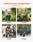 VEVOR Rolling Garden Cart with Swivel Seat All-Terrain Wheels Tool Tray 300lbs