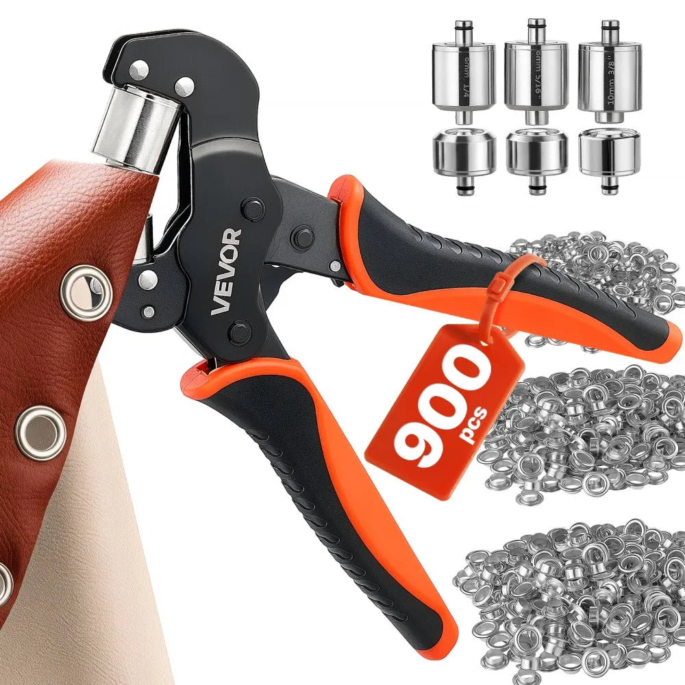 900-Piece Grommet Tool Kit with Manual Press Pliers, 1/4