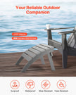 VEVOR Adirondack Ottoman 21.5L x 18.9W x 14.8H Inch HDPE Folding Footrest Gray