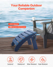 VEVOR Adirondack Ottoman 2 Set 18.7L x 18.9W x 13.8H Inch HDPE Footrest Blue