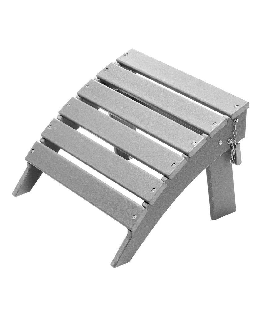 VEVOR Adirondack Ottoman 16.9L x 18.9W x 13H Inch HDPE Folding Footrest Gray
