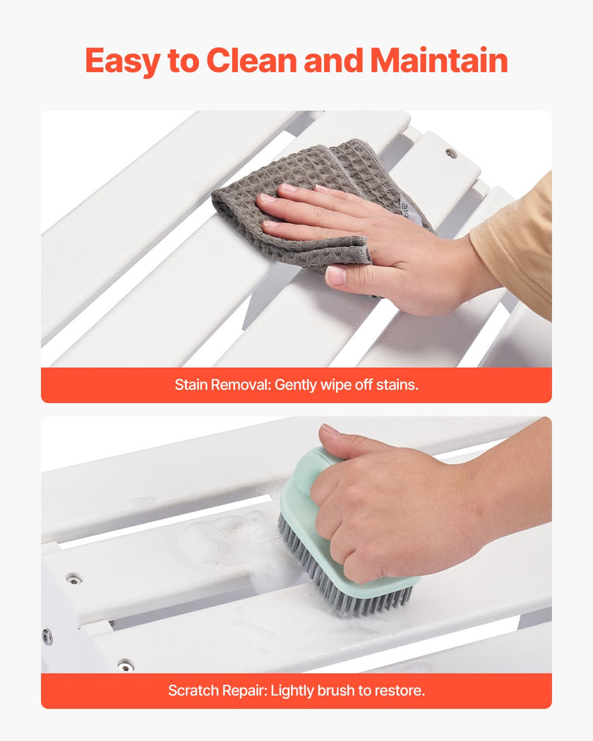 VEVOR Adirondack Ottoman 17.7L x 19.7W x 13.8H Inch HDPE Folding Footrest White
