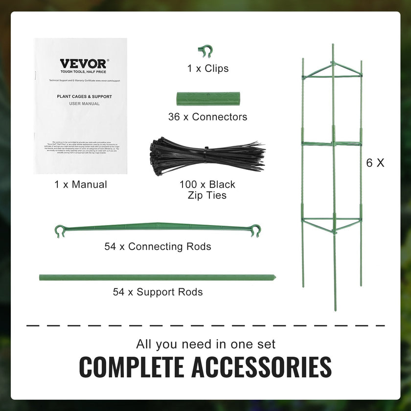 VEVOR 6 Packs Tomato Cages for Garden 48