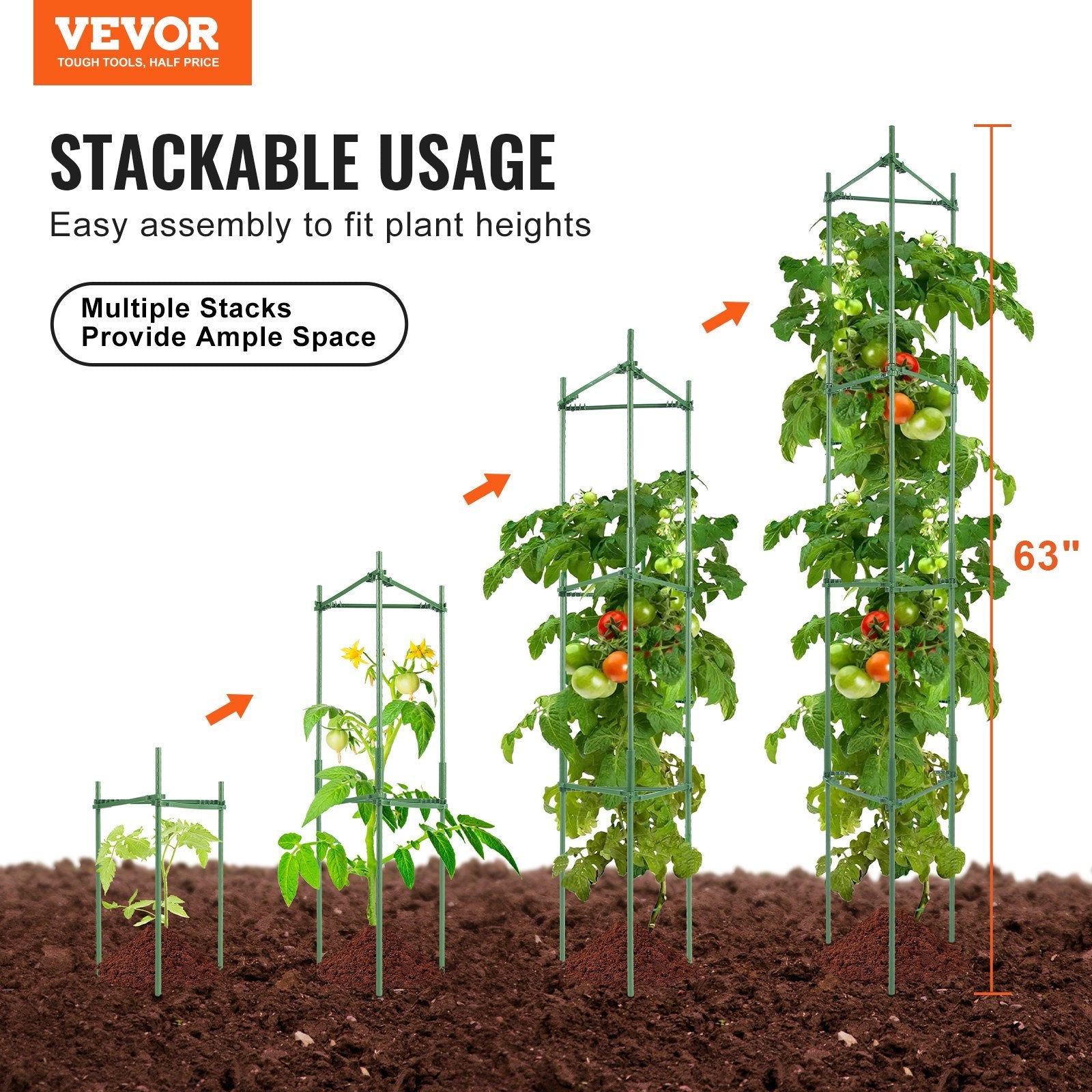 VEVOR 4 Packs Tomato Cages for Garden 63