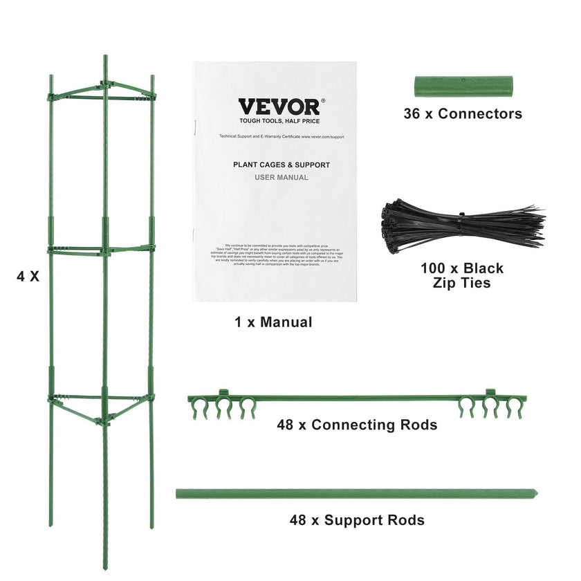 VEVOR 4 Packs Tomato Cages for Garden 63