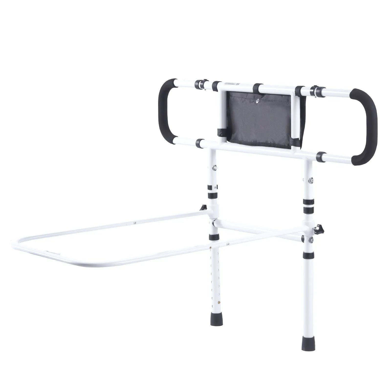 VEVOR Bed Rails for Elderly Adults, 180° Foldable Bed Assist Rails for Seniors, 450LBS Loading Bed Side Rails Bed Cane with 4-Level Adjustable Handle, Storage Pocket Fits King Queen Full Twin Bed