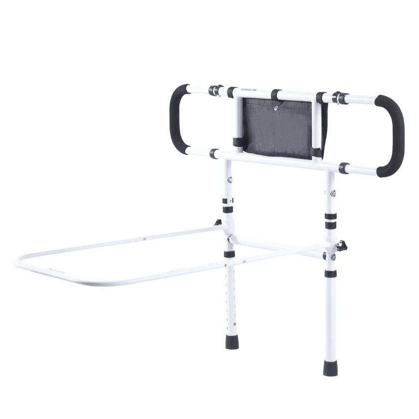 VEVOR Bed Rails for Elderly Adults, 180° Foldable Bed Assist Rails for Seniors, 450LBS Loading Bed Side Rails Bed Cane with 4-Level Adjustable Handle, Storage Pocket Fits King Queen Full Twin Bed