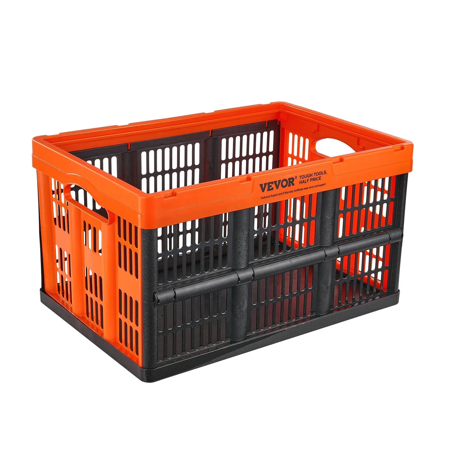 VEVOR Plastic Collapsible Storage Basket, 45L 3 Packs, Folding Stackable Storage Containers/Bins with Handles, Large Heavy Duty Containers for Clothes, Toys, Books, Snack, Shoes and Grocery Organizing