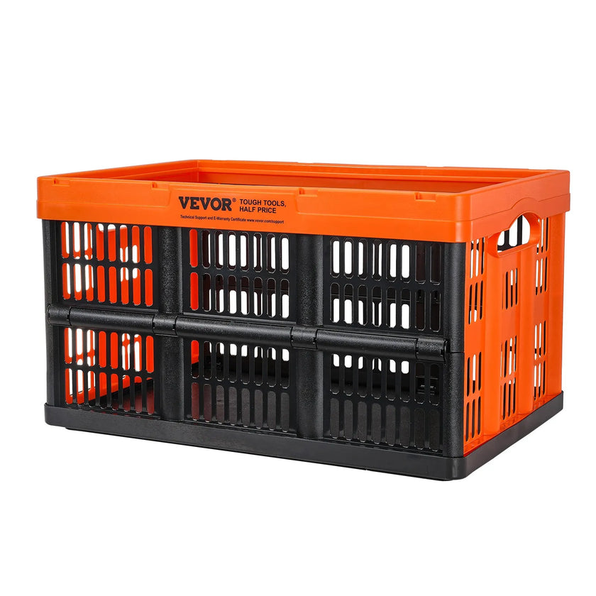 VEVOR Plastic Collapsible Storage Basket, 45L 3 Packs, Folding Stackable Storage Containers/Bins with Handles, Large Heavy Duty Containers for Clothes, Toys, Books, Snack, Shoes and Grocery Organizing