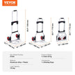 VEVOR Folding Hand Truck, 176 lbs Load Capacity, Aluminum Portable Cart, Convertible Hand Truck and Dolly with Telescoping Handle and Rubber Wheels, Ultra Lightweight Super Strong for Moving Warehouse