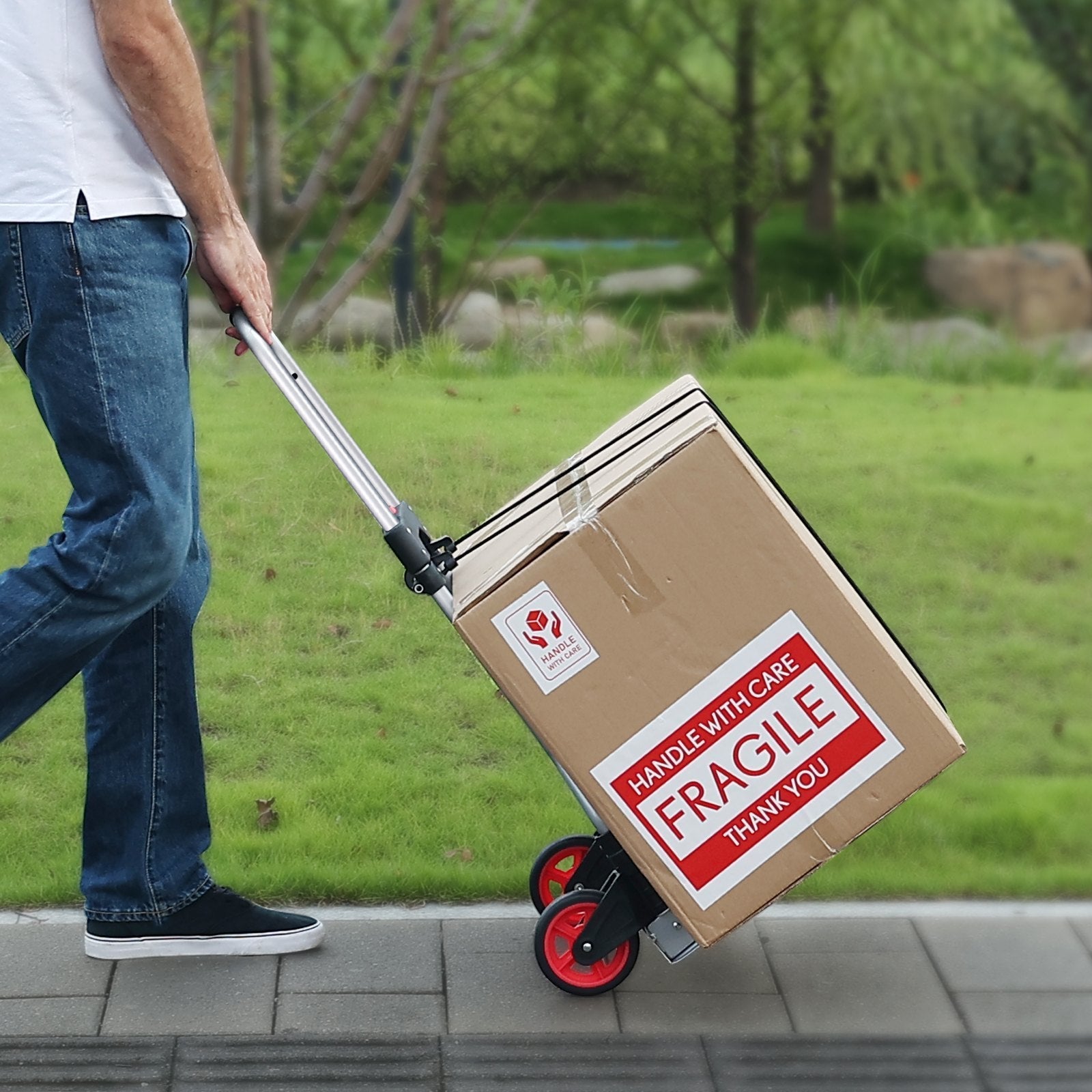 VEVOR Folding Hand Truck, 176 lbs Load Capacity, Aluminum Portable Cart, Convertible Hand Truck and Dolly with Telescoping Handle and Rubber Wheels, Ultra Lightweight Super Strong for Moving Warehouse