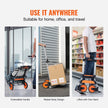 VEVOR Folding Hand Truck, 275 lbs Load Capacity, Aluminum Portable Cart, Convertible Hand Truck and Dolly with Telescoping Handle and PP+TPR Wheels, Ultra Lightweight Super Strong for Moving Warehouse