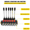 VEVOR Hydraulic Directional Control Valve, 6 Spool Hydraulic Spool Valve, 11 GPM Hydraulic Loader Valve, 3600 PSI Directional Control Valve, Hydraulic Valves And Controls For Tractors Loaders Tanks