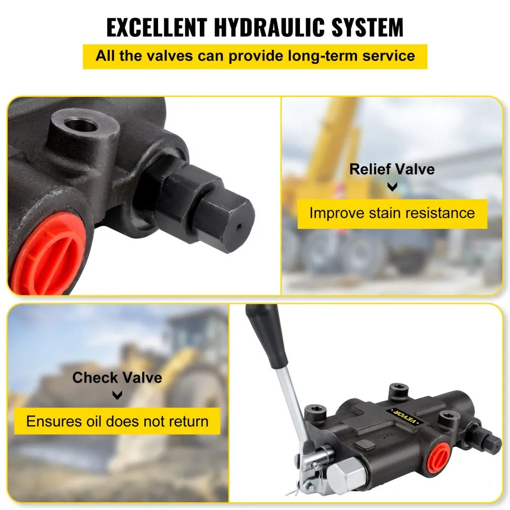 VEVOR Hydraulic Directional Control Valve, 1 Spool Hydraulic Spool Valve, 21 GPM Hydraulic Loader Valve, 3625 PSI Directional Control Valve, Hydraulic Valves And Controls For Tractors Loaders Tanks