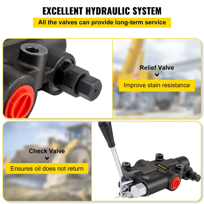 VEVOR Hydraulic Directional Control Valve, 1 Spool Hydraulic Spool Valve, 21 GPM Hydraulic Loader Valve, 3625 PSI Directional Control Valve, Hydraulic Valves And Controls For Tractors Loaders Tanks