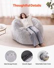 VEVOR Bean Bag Bed Chair Convertible from Chair to Lounge or Mattress Grey-Queen
