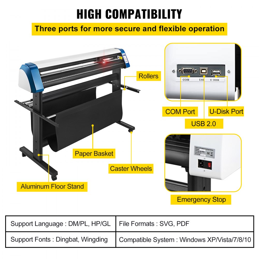 VEVOR Vinyl Cutter 53 Inch Plotter Machine Automatic Paper Feed Vinyl Cutter Plotter Speed Adjustable Sign Cutting with Floor Stand Signmaster Software