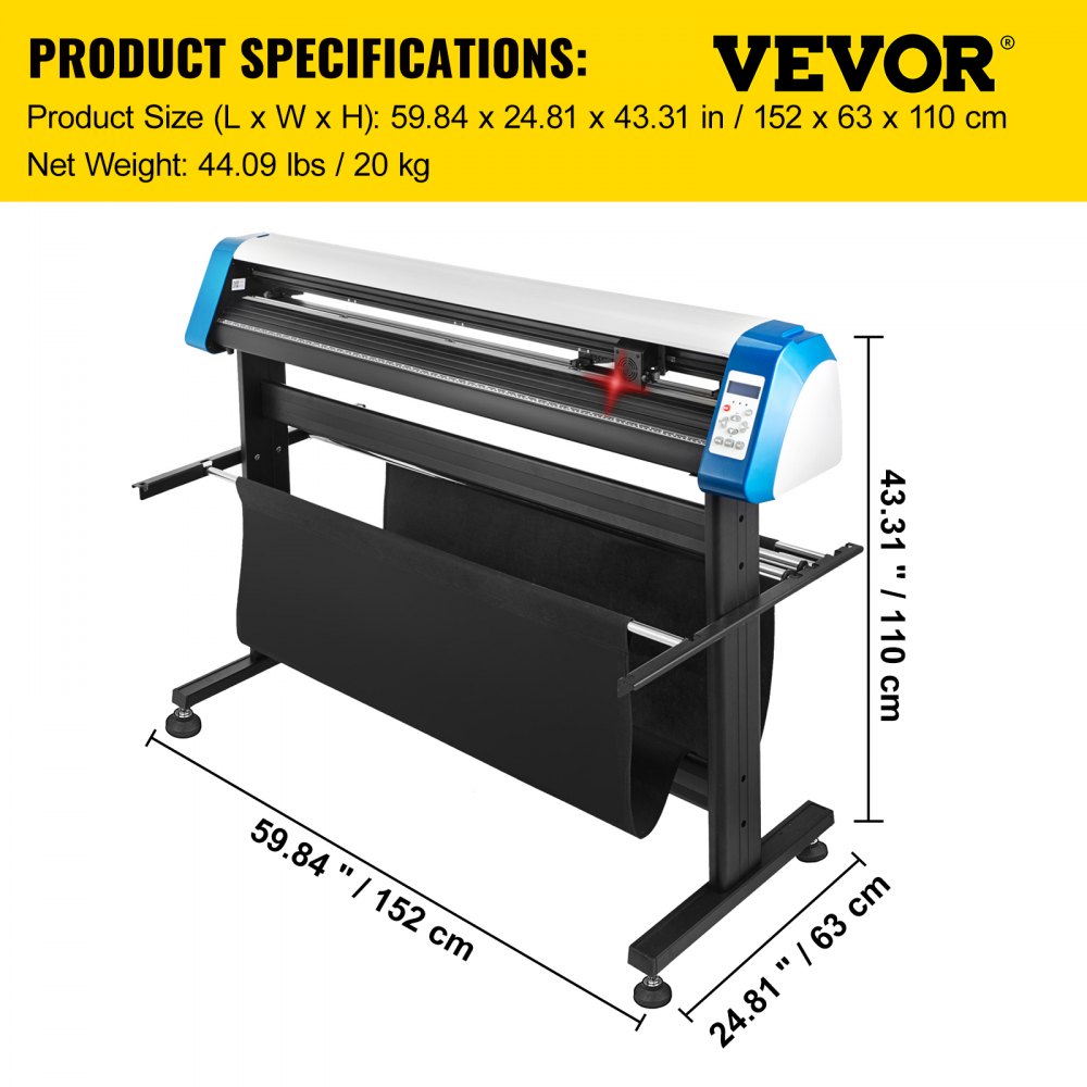VEVOR Vinyl Cutter 53 Inch Plotter Machine Automatic Paper Feed Vinyl Cutter Plotter Speed Adjustable Sign Cutting with Floor Stand Signmaster Software