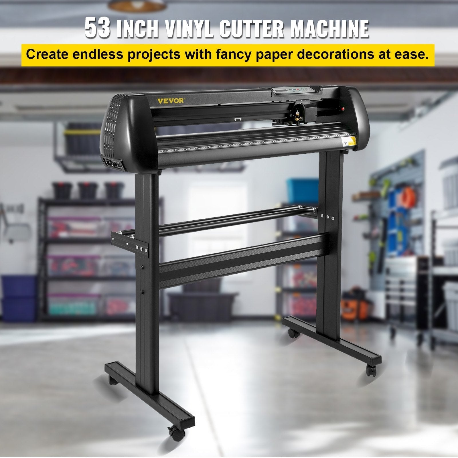 VEVOR Vinyl Cutter, 34 inch Vinyl Cutter Machine 870mm Paper Feed Vinyl Plotter with Floor Stand, Cutting Plotter Machine Adjustable Speed SignMaster Software for Sign Making Labels Windows
