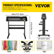 VEVOR Vinyl Cutter, 34 inch Vinyl Cutter Machine 870mm Paper Feed Vinyl Plotter with Floor Stand, Cutting Plotter Machine Adjustable Speed SignMaster Software for Sign Making Labels Windows